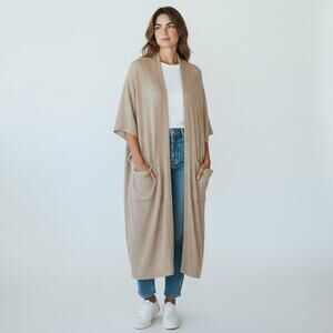 Women's Promesa Brown Cardigan Duster Size XL Soft Stretch Kimono Sleeve USA!